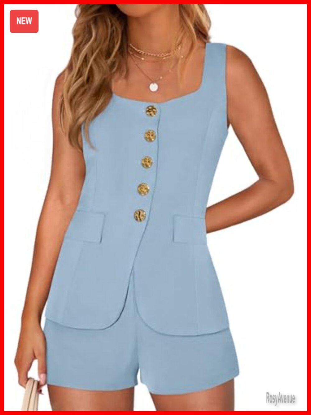 Womens Button Down 2 Piece Matching Set Sleeveless Tank Top and Shorts